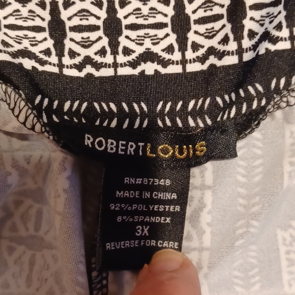 Robert Louis Black and White Geometric Wide Leg Pants Size 3xlarge - Picture 2 of 3